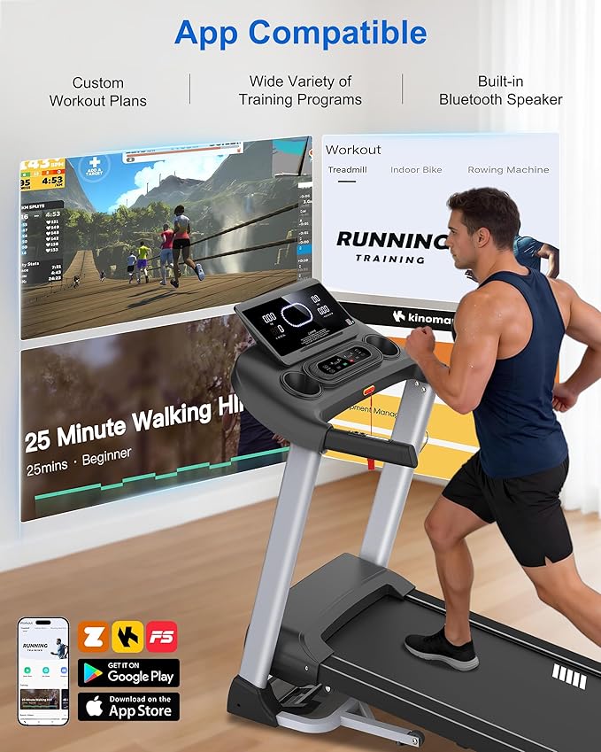 Incline Treadmills for Home, Treadmill with 18% Auto Incline, Heavy Duty 400LBS Capacity, Running Machine with 18.90" Wide Belt, 0.5-12 MPH Speed, 3.5 HP, 36 Programs, APP, Bluetooth, Foldable