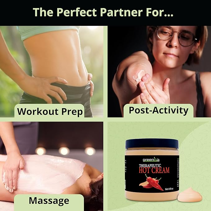 GreenIVe Hot Cream Massage Lotion for Joints Muscles and Skin Tighting Wraps Hot & Cold Sensation Bulk Jar (16oz Jar)
