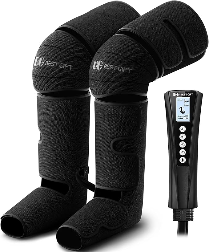 Mother's Day Gifts for Mom, Women, Dad, Men, Him, Her, Father's Day, Christmas, Air Compression Massager with Heat for Comprehensive Leg and Foot Therapy, Helpful for Varicose Veins, Cramps, Edema
