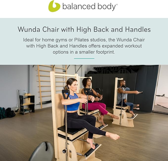 Balanced Body Pilates Wunda Chair – Professional Pilates Equipment with Optional High Back and Handles for Home or Studio Use