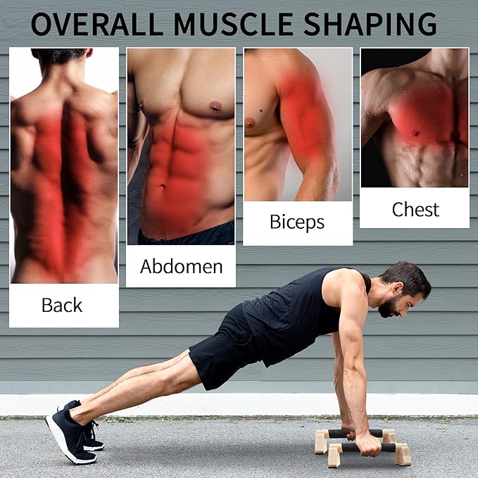 Parallettes Bars, Wooden Push Up Bars with Wrist Wraps for Men & Women, Handstand Training Bars for Home Gym, Non-Slip Calisthenics Equipment, 440lbs Durable Floor Push Up Handles