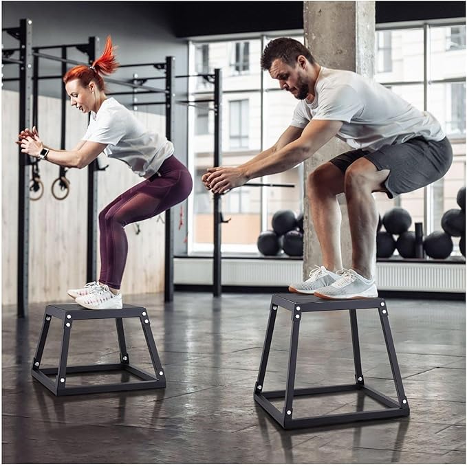 18 Inch Plyometric Box, Steel Jump Platform - Agility Box for Fitness Training, Step Up Box for Home Gym, Strength & Conditioning - Black