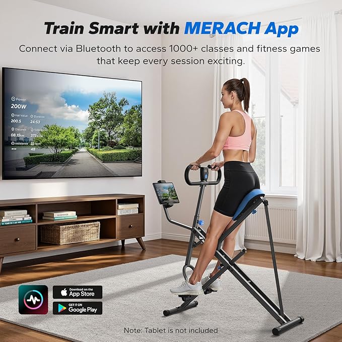 MERACH Upgraded Squat Machine for Women, Smart Row and Deep Squat Trainer with Tablet Stand, Adjustable Resistance & 350LB Weight Capacity, Foldable Home Exercise Equipment, Connect MERACH APP