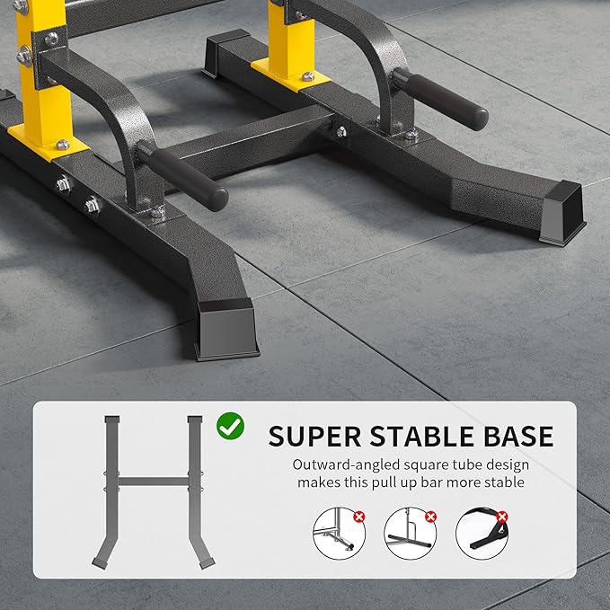sogesfurniture Power Tower Dip Stands Assistive Trainer for Home Gym - 10-Level Height Adjustable Multi-functional Pull Up Bar, Dual Training Stands for Dip Push Up & Core Workout, Heavy Duty Steel Frame