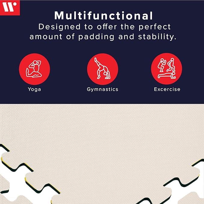 We Sell Mats 3/8" Thick Multipurpose EVA Foam Exercise Floor Mat, Interlocking Tiles, Anti-Fatigue for Home or Gym