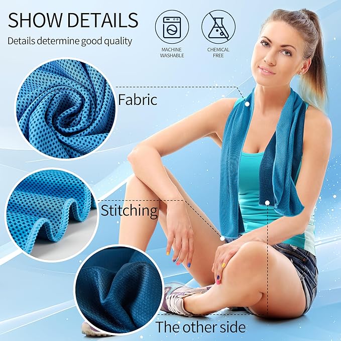 SRsafety Cooling Towels for Sports,Strong Sweat Absorption Cooling Towels, High-Flexibility Cold Towel for Gym and Yoga. (Blue)