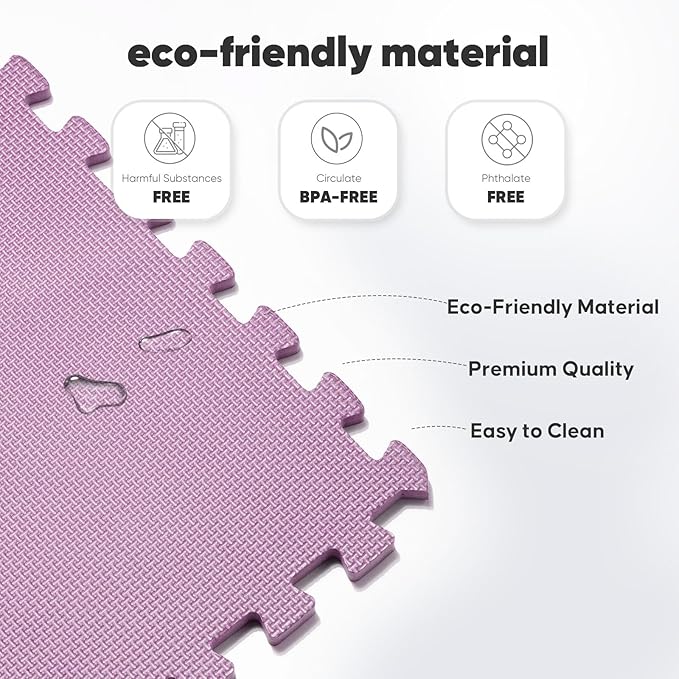24 Pack Home Gym Mat, Puzzle Exercise Mat, EVA Interlocking Foam Floor Tiles for Home Workout Equipment and Kids' Play Areas - Blue, 24 in x 24 in x ½ in - (Pink, 24 Pack(96 SQ FT))