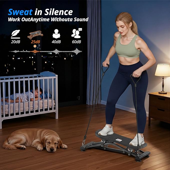 Balance Board with Resistance Bands, Versatile Rocking Stepper, Ski Machine & Wobble Board Featuring LCD Monitor, 330 lbs High-Capacity Side Steppers for Exercise at Home