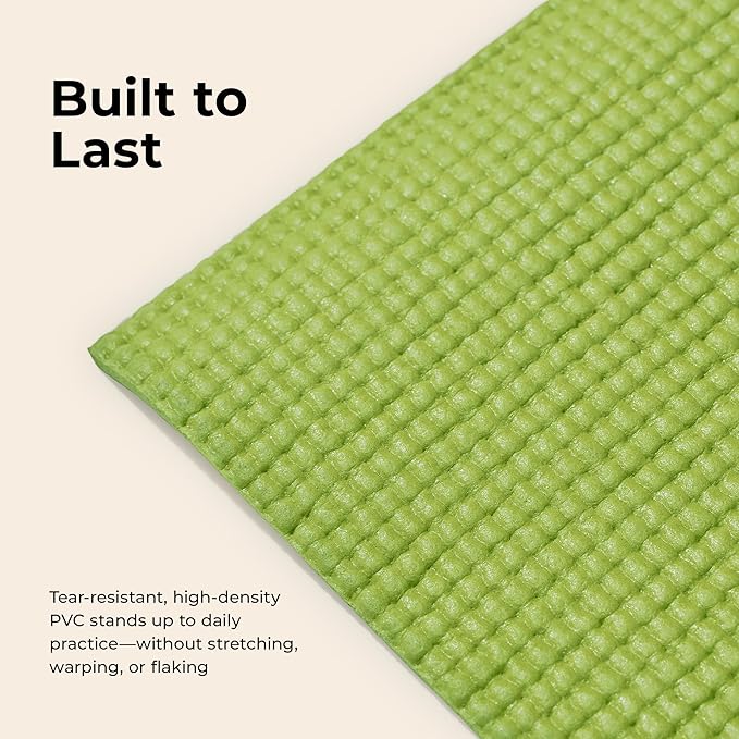 Sunny Health & Fitness Non-Slip Yoga Mat – Durable, Anti-Tear, Lightweight, Cushioned Support for Yoga, Pilates, Stretching Exercises, Meditation and Floor Workouts | Multiple Sizes & Colors