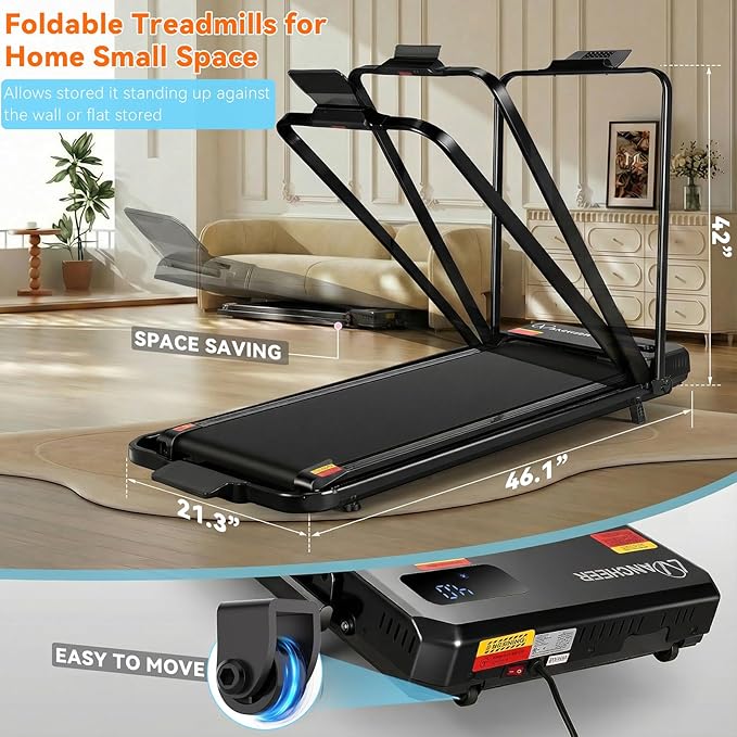 Small Walking Pad Treadmill with Incline - Under Desk Treadmills with Vibration Plate, 2.5HP Compact Portable Walking Pads with Handle Bar for Home Small Spaces, Office, Remote Control & LED Display