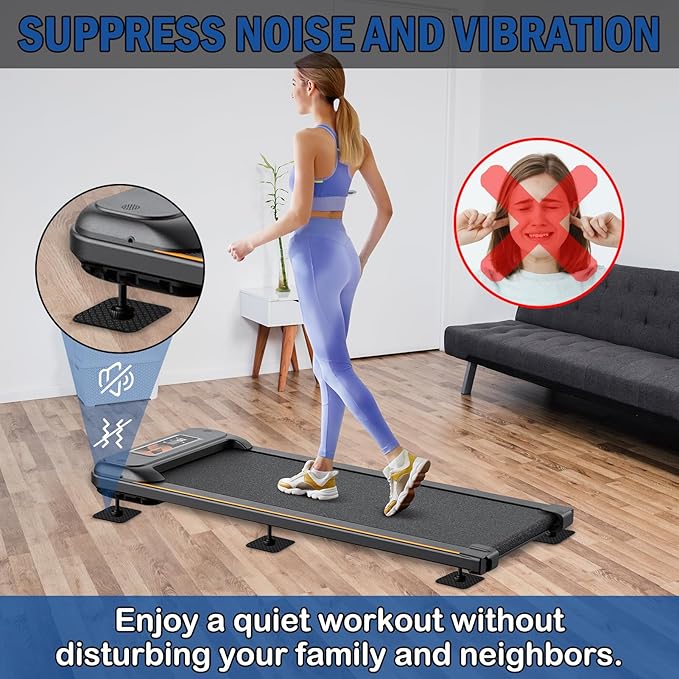 6 Pcs Walking Pad Mat, Treadmill Mat Pads, 4" x 4" x 0.2" Double-Sided Non-Slip Exercise Equipment Mat, High Density Silicone Anti Vibration Pad for Protect Floors, Noise Reduction