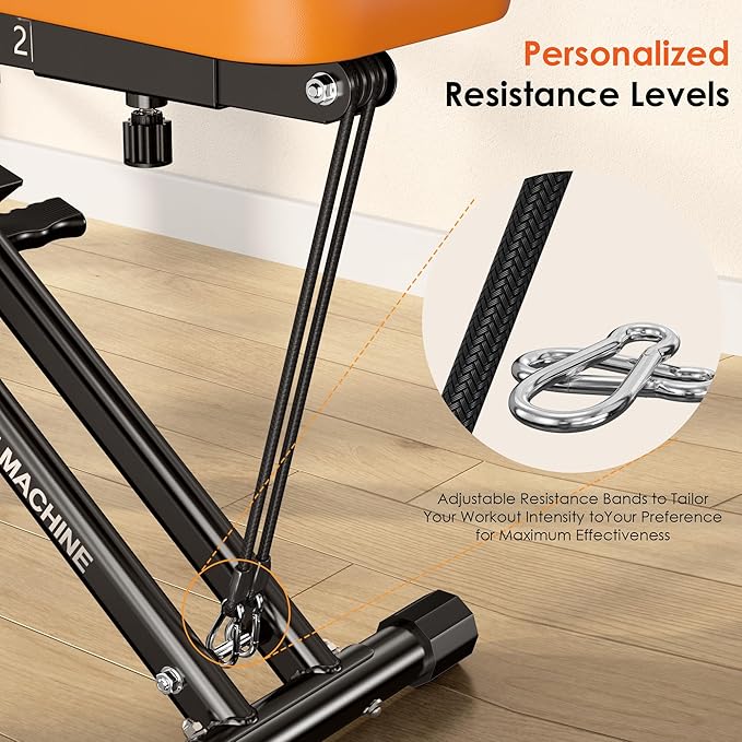 DlandHome Squat Machine, Squat Rowing Machine with Adjustable High-Strength Resistance Band for Home Gym, Foldable Leg Glute Trainer for Full Body 330lbs