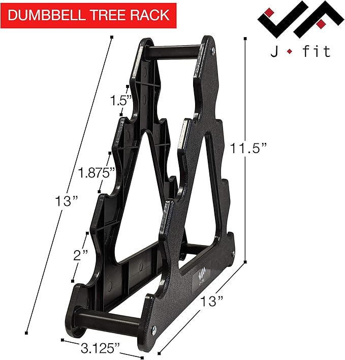 JFIT Dumbbell Tree Rack, Black - Holds up to 40 lbs of Dumbbells (NO WEIGHTS INCLUDED)