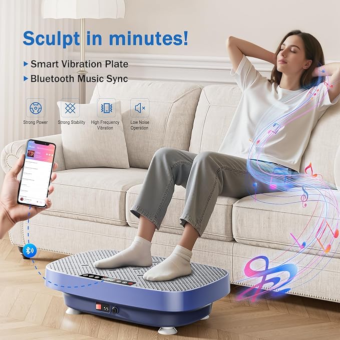 Vibration Plate Exercise Machine, Vibrating Plate for Lymphatic Drainage, Shake Plate Whole Body Waver Vibration Plate Platform, Fitness Equipment for Weight Loss Fat Burner for Women Men