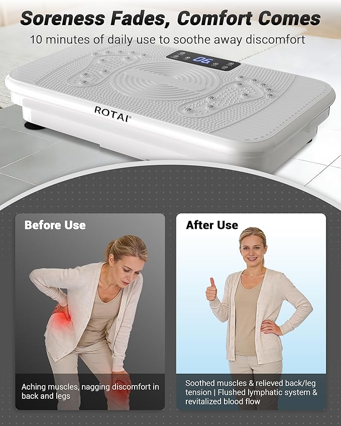 Vibration Plate for Lymphatic Drainage & Full Body Workout - Home Exercise Machine for Weight Loss and Muscle Toning for Men & Women, 400 lbs Capacity Fitness Platform