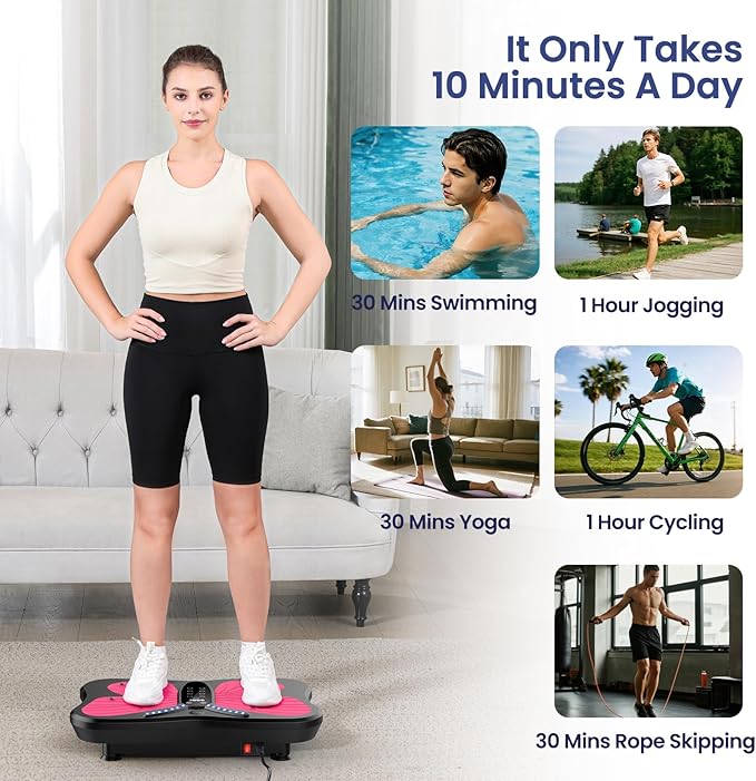 Vibration Plate Exercise Machine for Lymphatic Drainage, Vibration Machine for Full-Body Weight Loss Shaping, Vibrate Fitness Platform 400 Lbs & 200 Adjustable Speeds for Women Men Home