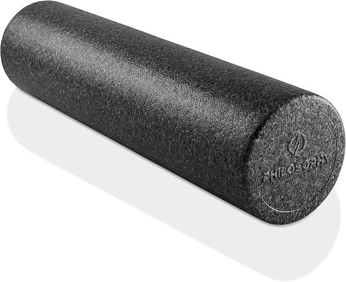 Philosophy Gym 24" High-Density Foam Roller for Exercise, Massage, Muscle Recovery - Round, Black