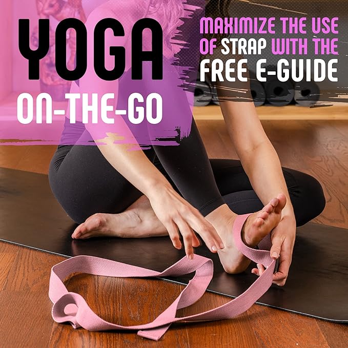 Gradient Fitness Yoga Strap, Friction-Less Easy-Feed Buckle, Super Soft Cotton/Polyester Blend Webbing, Free eGuide. (8 Feet)