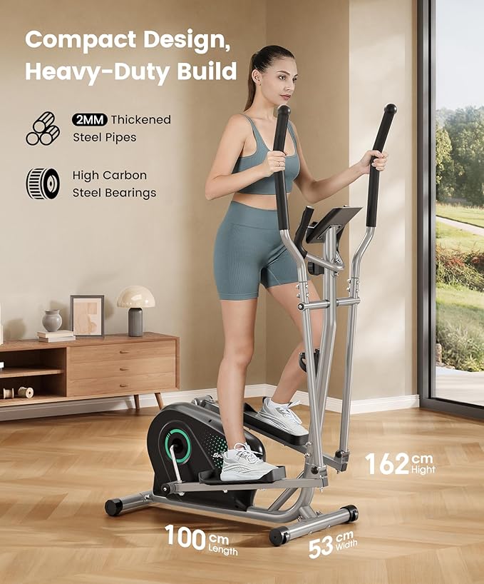 Dripex Elliptical Exercise Machine, Magnetic Elliptical Machine for Home, Hyper-Quiet Elliptical Training Machines w/ 6KG Flywheel, 16 Resistance Levels, Pulse Sensor, LCD Monitor