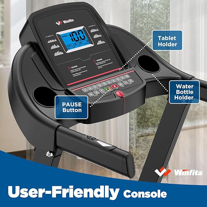 Treadmills for Home, Folding Treadmill with Auto Incline, 300 LBS Capacity, 8MPH or 10MPH Max Speed, Double Deck Shock-Absorbing Running Machine with App, 64 Programs, Pulse Monitor