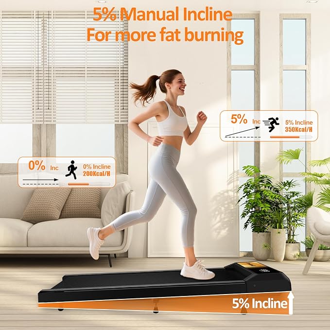 2.5HP Walking Mat with Incline pad,Under Desk Treadmill, Walking Running Pad with Remote, 3 in 1 Low Noise Small Mini Portable Treadmill with Led Screen, Compact Treadmills for Home, 265lbs Capacity