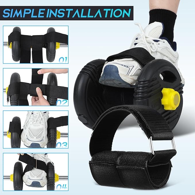 Veemoon 2 Pcs Adjustable Ankle Straps,dumbbell Foot Attachment Straps Gym Equipment for Leg Strength Training Home Gym Accessories