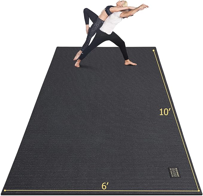 GXMMAT Large Yoga Mat 12'x6'/10'x6'/6'x8'(7mm), Extra Thick Workout Mats for Home Gym Flooring, Ultra Comfortable Non-Slip Quick Resilient Barefoot Wide Exercise Mat for Pilates, Stretching,Meditation