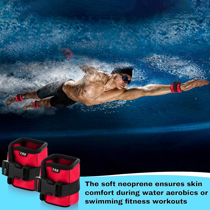 2 Pairs Ankle Wrist Weights for Land or Aquatic Exercise Aqua Cuffs Aqua Aerobics Fitness Bands for Ankle and Wrist Adjustable Weights for Swimming Pool Workout Equipment
