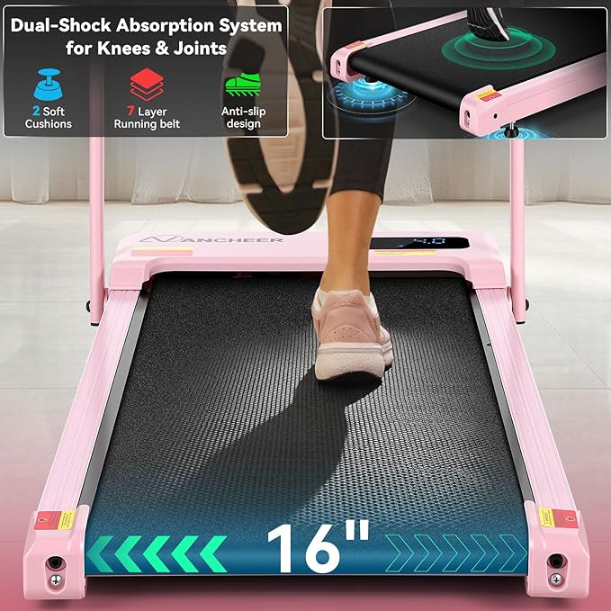 ANCHEER Walking Vibration Pad with 12% Incline & Handles,6 in 1 Foldable Under Desk Treadmill,350LBS Capacity/2S Folding/Low Noise Vibration Treadmills for Home/Office,8 Modes Control
