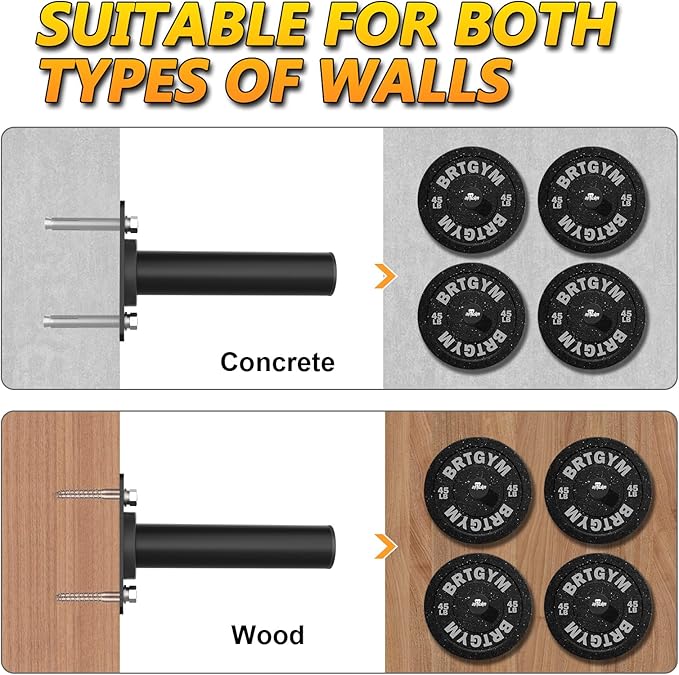 Gym Rack Organizer, Home Gym Accessories Hanger, Wall Mount Hooks for Olympic Barbells, Row Handles, Bats or Tools (E-Book Instruction Included)