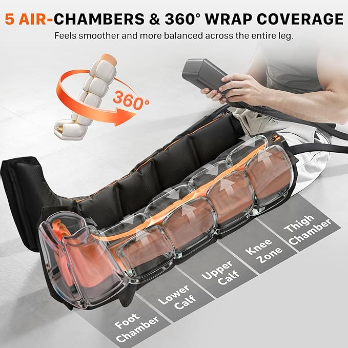 Air Compression Leg Recovery Boots : Sequential Full Leg Compression Massager System for Muscle Relaxation & Relief - 11 Intensity 6 Modes 3 Heat for Athletes & Gym (Small)