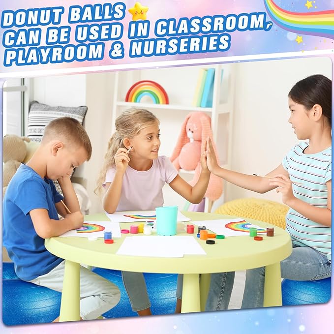 Libima 4 Pcs Flexible Seating for Classroom Inflatable Ball Chairs with Pump Donut Exercise Ball Cushion Seat for Balance and Stability Training School Home Office Gym Yoga Workout