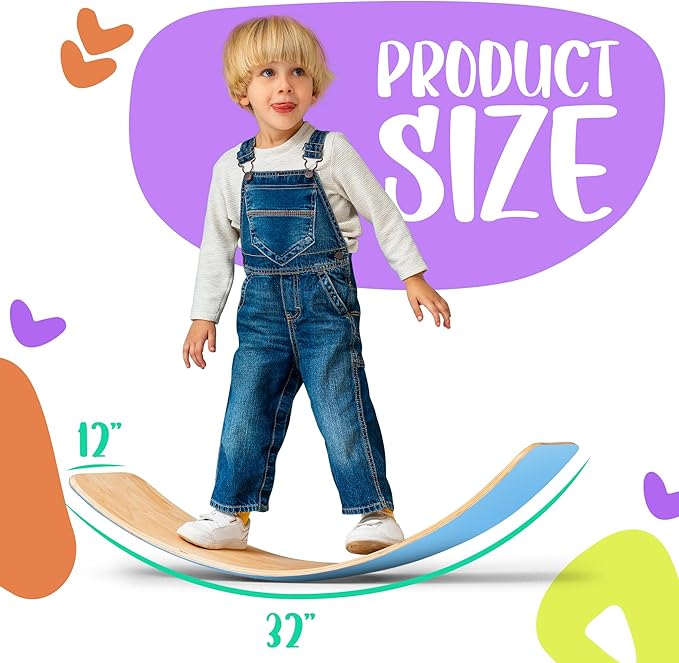 Ultimate Wooden Wobble Balance Board for Kids by bagacootha – Wooden Toddler Toys & Kids Rocker for Endless Play & Imagination | 32" Wobble Balance Board with Felt Base.