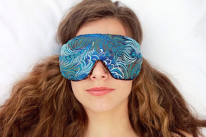 Handmade Weighted Sleep Eye Mask Yoga Pillow - Flax Seed Fill - Lavender Scented - Dark Turquoise - TEMFL-DT