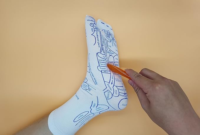Broman Reflexology Socks with Acupressure Pen with Gua Sha End, Foot Pain Relief Remedy,Women's Size