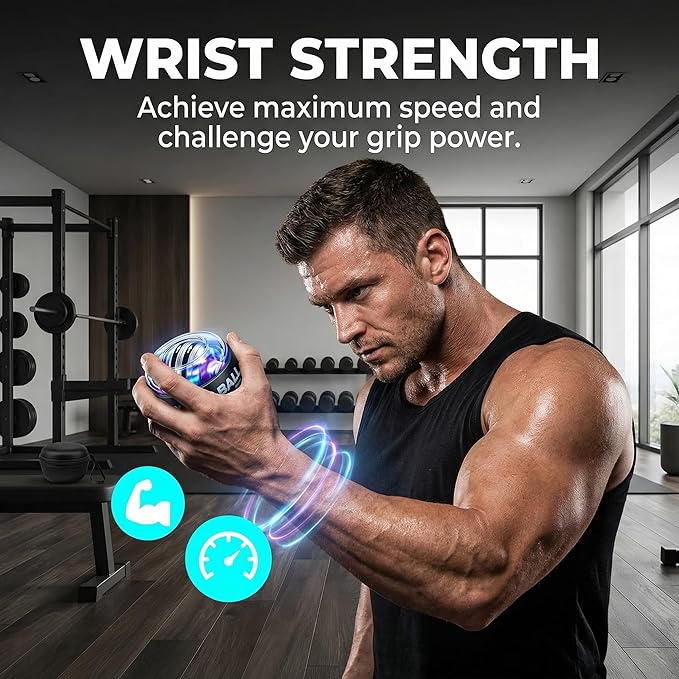 2026 Upgraded Torque Ball Wrist Exerciser, Auto-Start Gyroscopic Forearm & Hand Strength Trainer, Resistance Training Tool