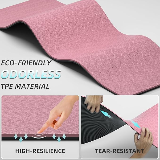 Extra Long & Wide Yoga Mat for Tall Men & Women,76''x32.6''x7mm - High Density TPE Non-Slip Both Sides, Lightweight 1.1kg with Superior Cushioning for gymnastics, Pilates, Home, Workout