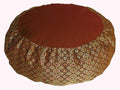 Meditation Cushion Zafu Pillow Buckwheat - Silk Brocade Saffron