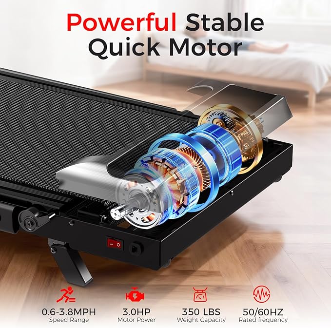 Walking Pad Treadmill with 8% Incline,Foldable Treadmills for Home and Office, 3.0 HP Quiet Walking Pad Treadmill with Walking Pad with Handle 350 LBS Capacity