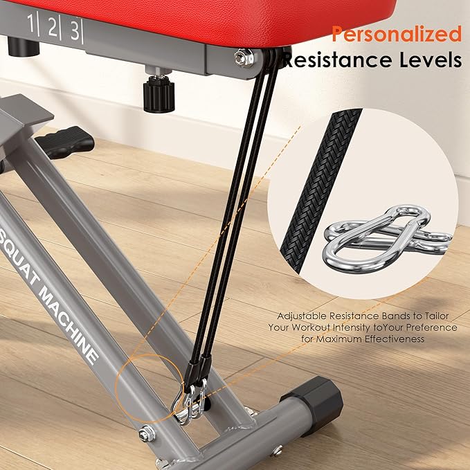 SogesHome Squat Machines Rowing Machine for Home, Foldable & Full Body Exercise Workout Equipment with Adjustable Resistance Bands for Women, Row and Ride Squat Machine for Glutes and Abs, 330 LBS