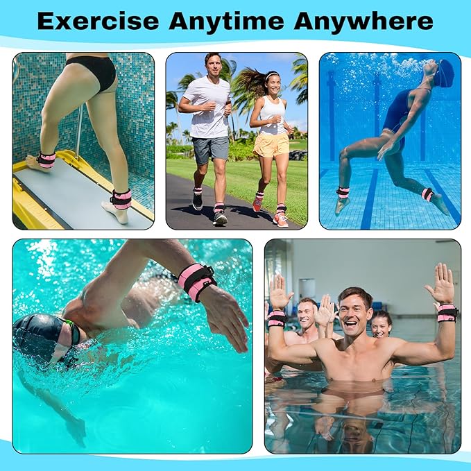 2 Pairs Ankle Wrist Weights for Land or Aquatic Exercise Aqua Cuffs Aqua Aerobics Fitness Bands for Ankle and Wrist Adjustable Weights for Swimming Pool Workout Equipment