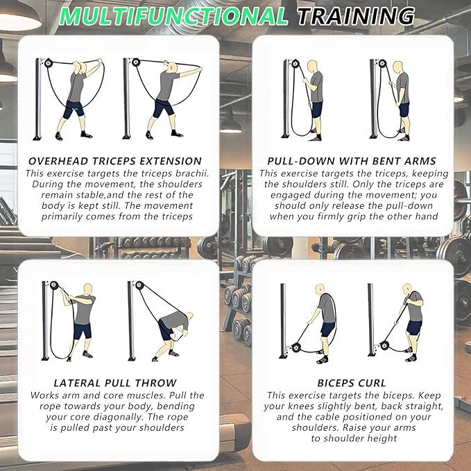 Suspension Pulley Cable Machine,0-66 lb Resistance Adjustment,Travelers Infinity Rope Trainer,14Ft Closed-Loop Rope,for Hotel Room Workouts