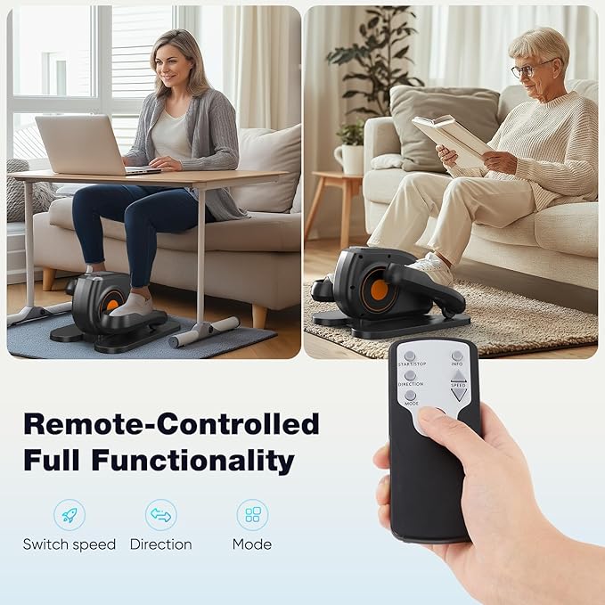 NEWBULIG Under Desk Elliptical Machine, Ellipse Leg Exerciser As Seen On TV with Remote Control, 12 Adjustable Speeds
