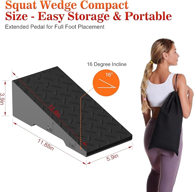 Squat Wedge, Heavy Duty Steel Squat Wedge Block, 2 Pcs Non-Slip Slant Board for Squats, 800 lbs Weight Capacity for Deeper Squats, Calf Raises, Weightlifting and Foot Stretches