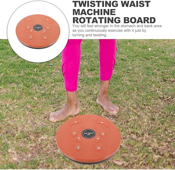 Twisting Board Waist Slimming Machine with Rope 1pcs Orange Body Massage Exercise Rotating Disc for Home Fitness and Core Training