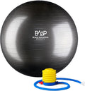 Black Mountain Products Professional Grade Exercise Stability Yoga Ball, Foot Pump, Ball Plug, Plug Puller, 2000 Pounds Static Weight Capacity Antiburst