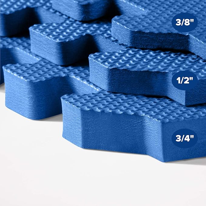 We Sell Mats 3/8" Thick Multipurpose EVA Foam Exercise Floor Mat, Interlocking Tiles, Anti-Fatigue for Home or Gym