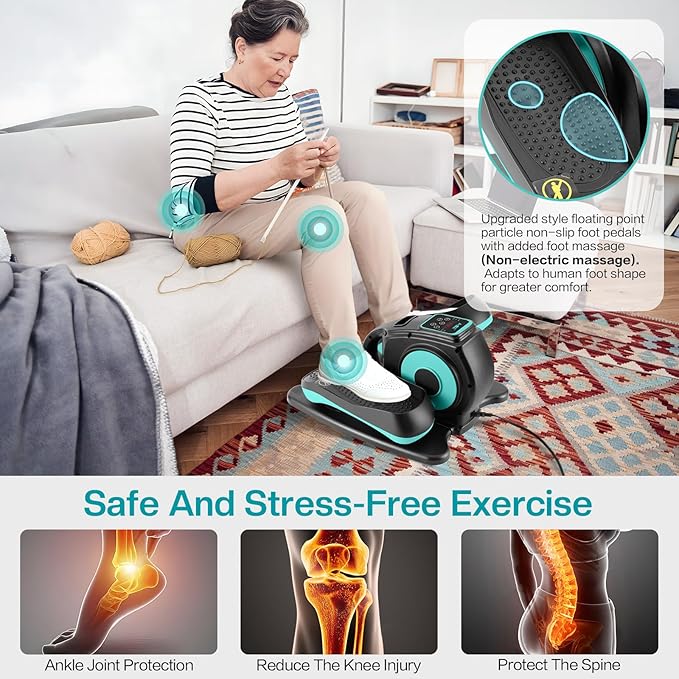 Under Desk Elliptical Machine, Leg Exerciser for Seniors Adults, Adjustable Speeds Elliptical Trainer with Remote, Quiet & Portable Mini Seated Pedal Exerciser for Home Office Use