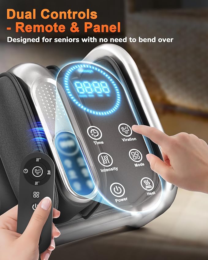 Shiatsu Foot Massager Machine with Heat : Deep Kneading Calf Massager with Vibration for Plantar Fasciitis, Neuropathy, Pain Relief, Circulation - for Home and Office Use