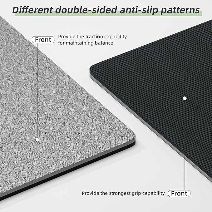 Yoga Mat Thick（8mm）Exercise Mat Non Slip Anti-tear,Pilates Mat for Men and Women,Workout Mats for Home,Barefoot Workouts and Floor Exercise,with Carrier Strap(71"x 24")